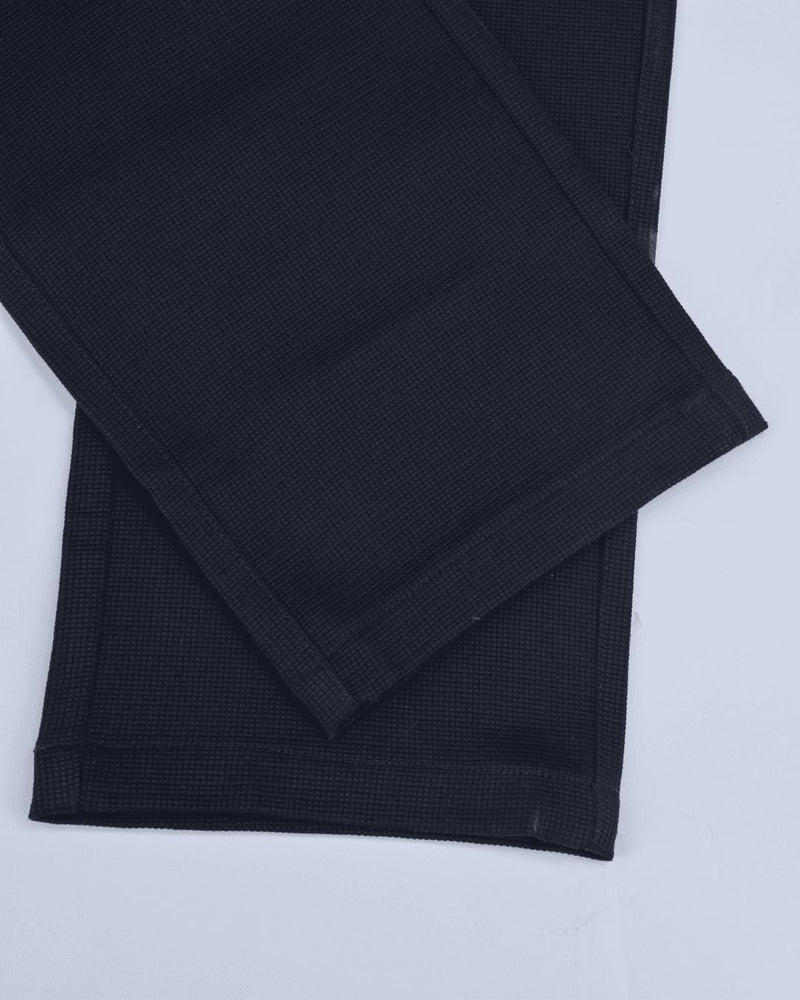 Navy Square Checked - 2 way stretch - COTTON PANT
