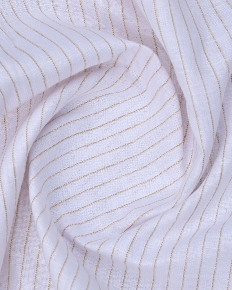 White Solar Night Stripes  -Full-Bamboo Linen