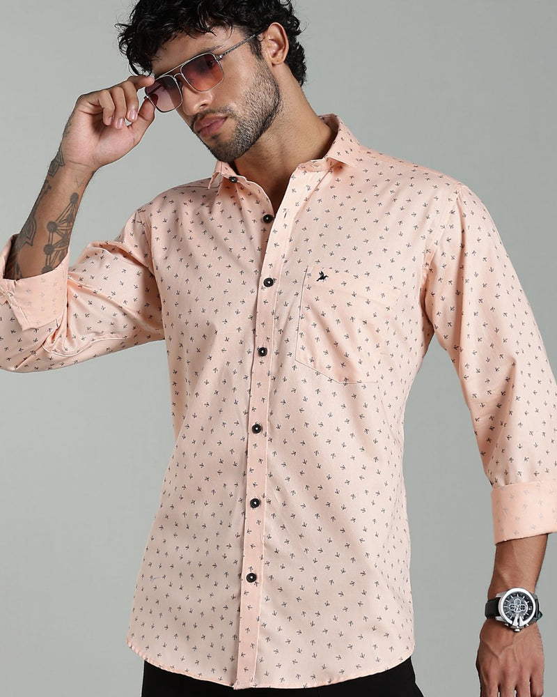 Peach Orange Petal Print-Full-Stain Proof