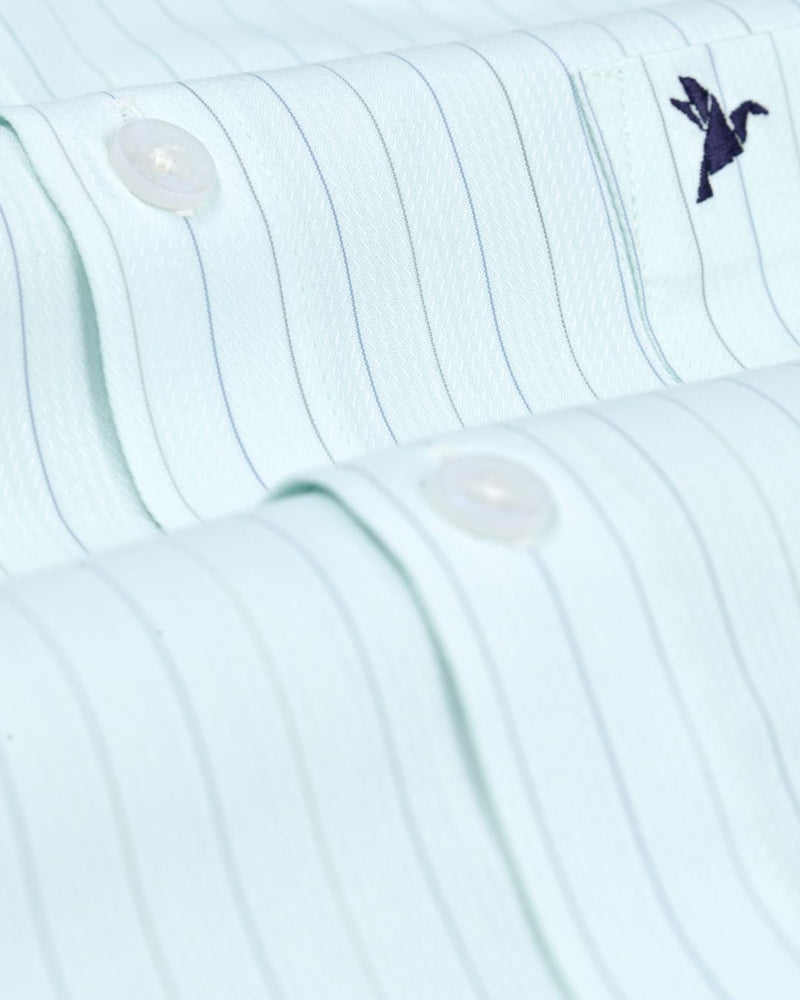 Mint Green Double Colour Stripes - Full-Cotton Rich