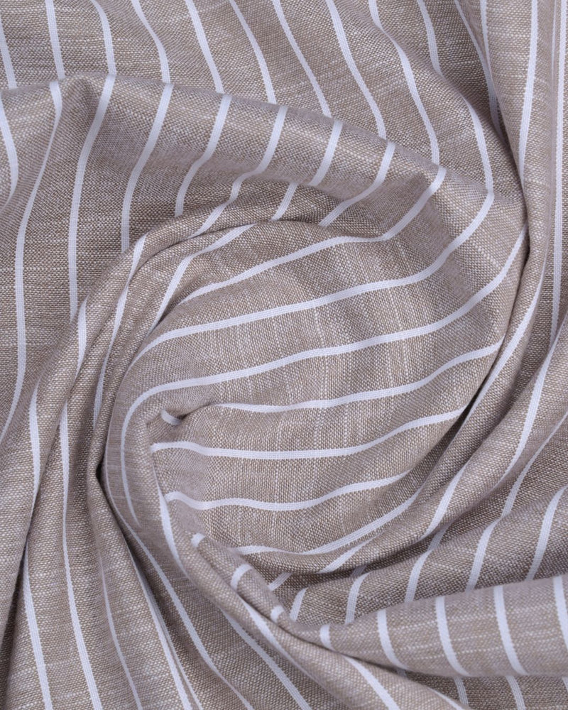 Biscuit Brown and White Stripes -Full-Bamboo Linen