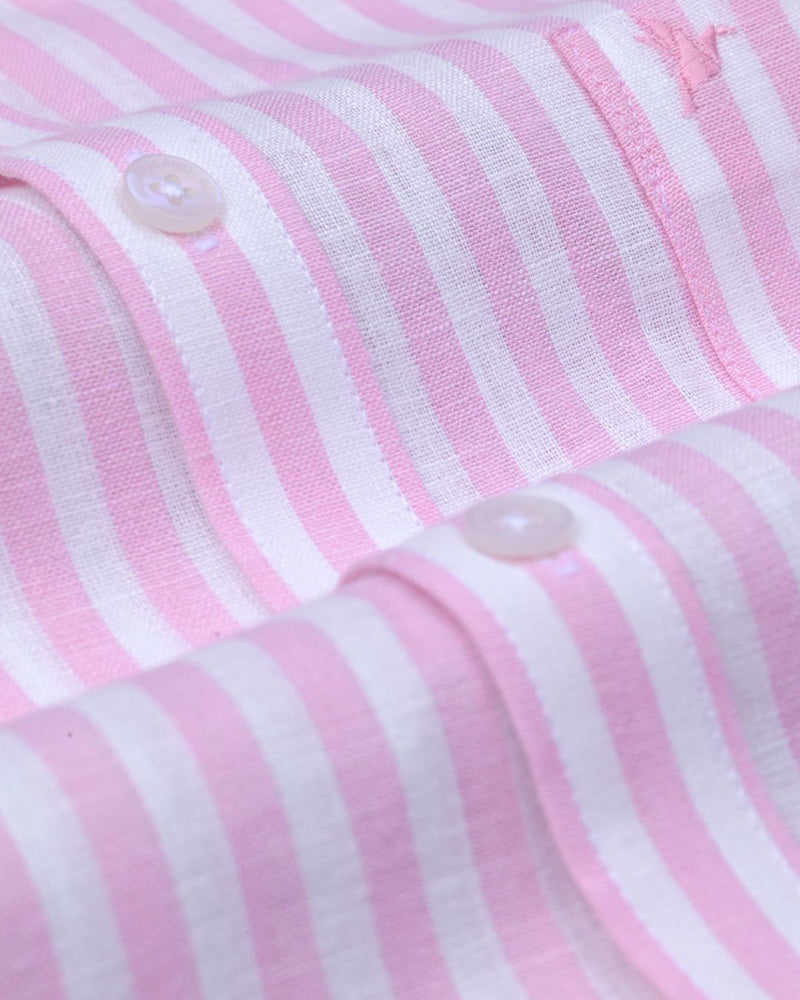 Rose and White Bars -Full-Bamboo Linen