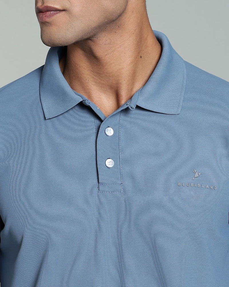 Bluish Grey - Active wear Polo Tshirt