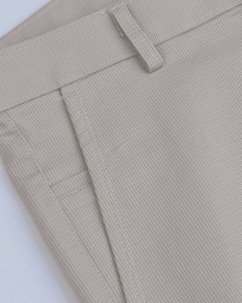 Cream Square Checked - 2 way stretch - COTTON PANT