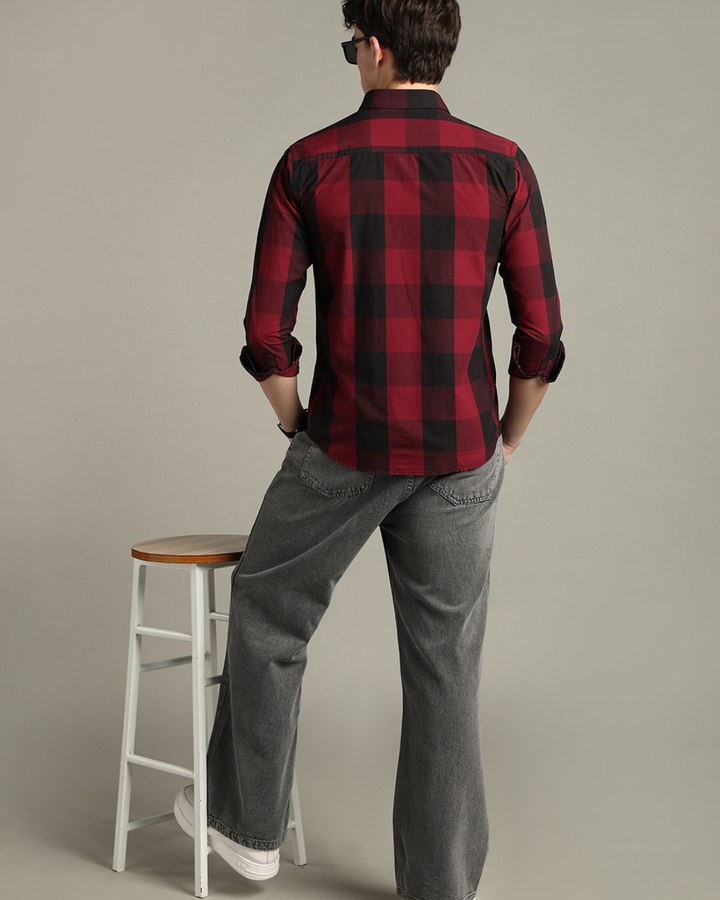 Maroon Box Checks -Full-Stain Proof