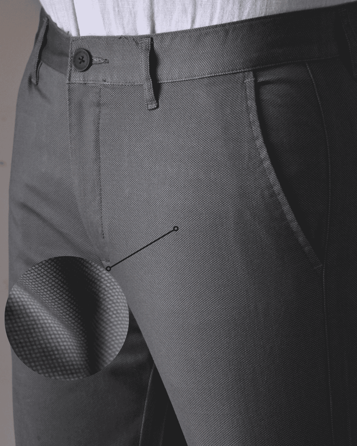 Greenish Grey Diamond Printed - 2 way stretch - COTTON PANT