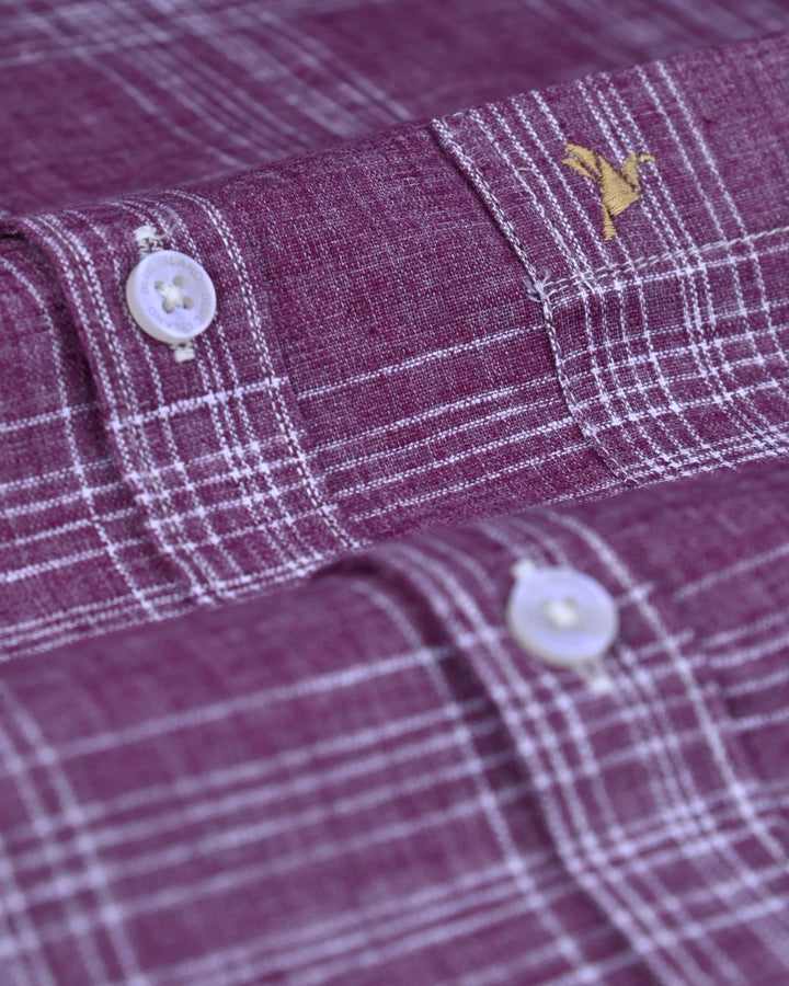 Dusty Pink Checks -Full-Cotton Linen Shirt