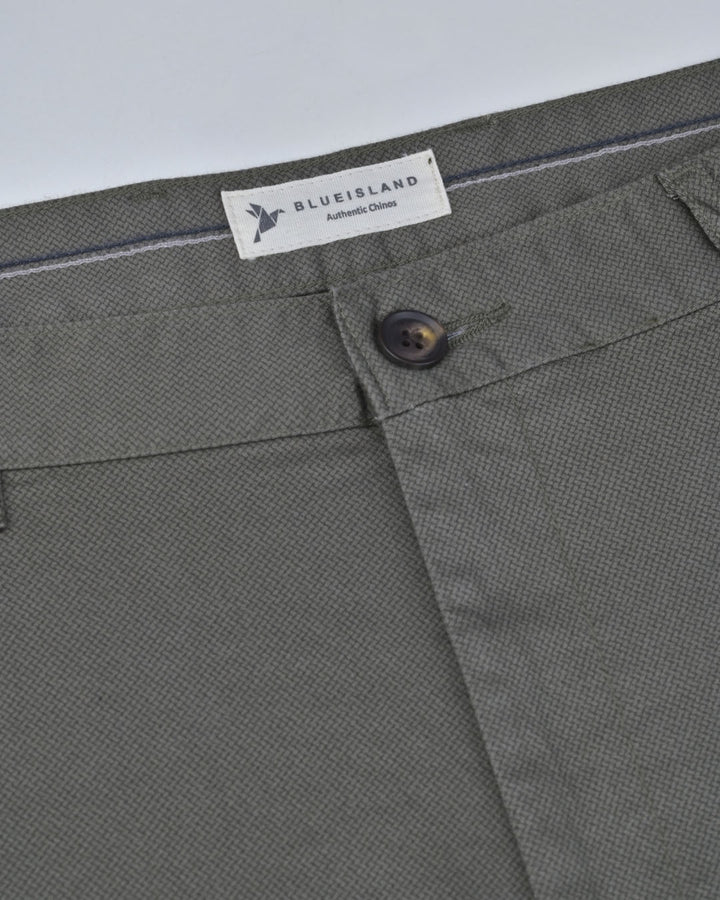 Olive Green Web Printed - 2 way stretch - COTTON PANT