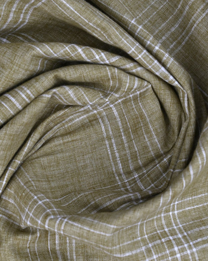 Khaki Checks -Full-Cotton Linen Shirt