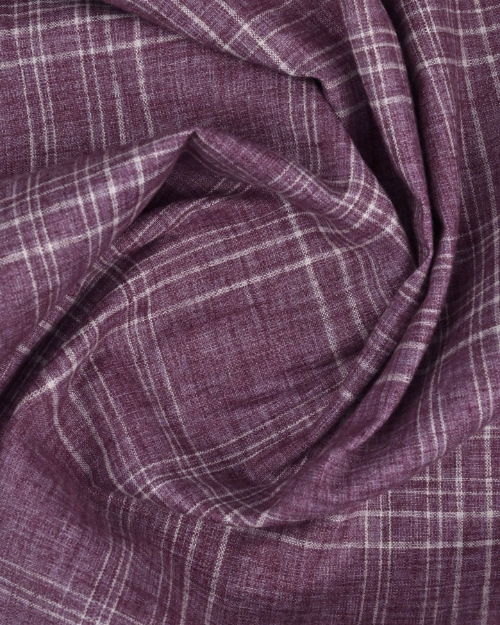 Purple Multi Line Checks -Full-Cotton Linen Shirt