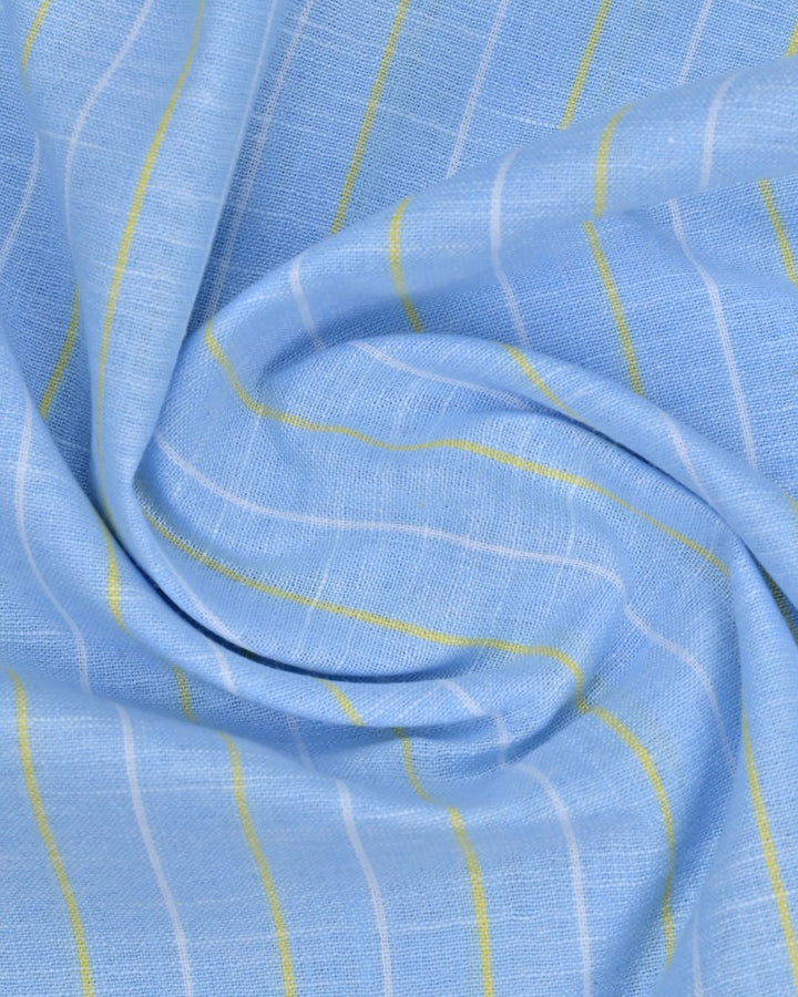 Sky Blue Dual Line Stripes -Full-Bamboo Linen