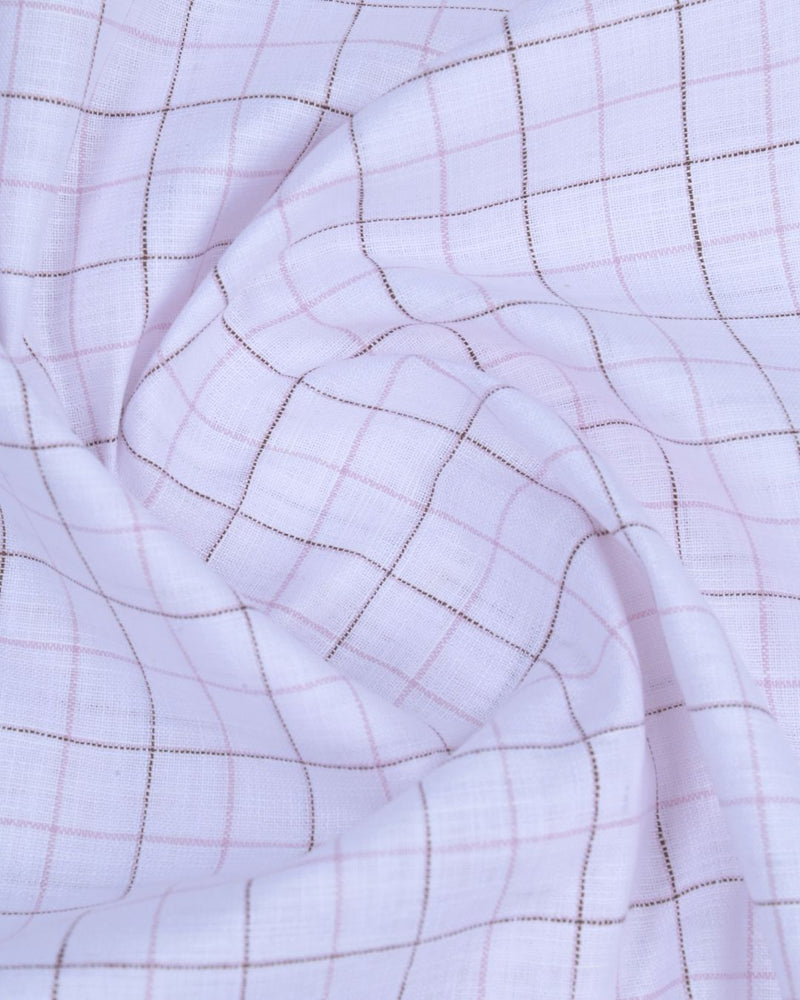 White & Pink Mini Checks -Full-Bamboo Linen