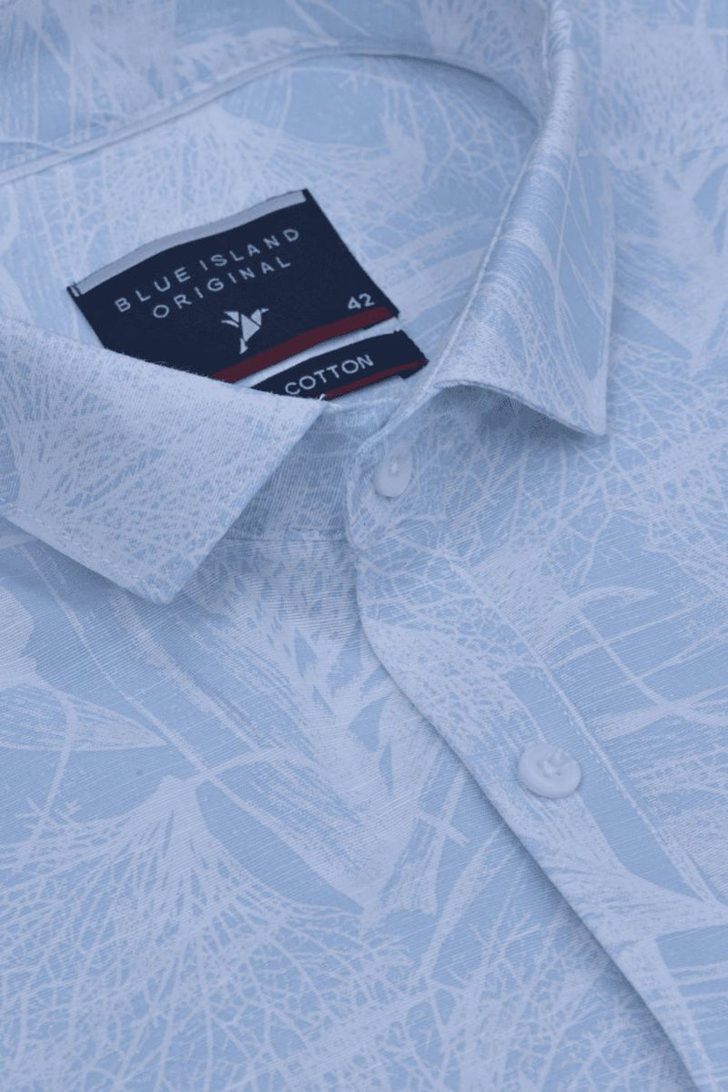 Sky Blue & White Print -Full-Stain Proof