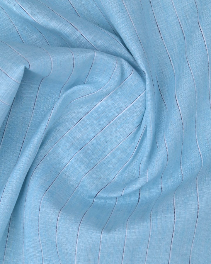 Soft Blue Large Stripes -Full-Bamboo Linen