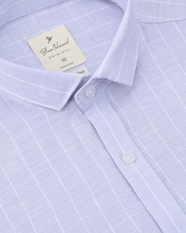 Pale Violet Stripes -Full-Bamboo Linen