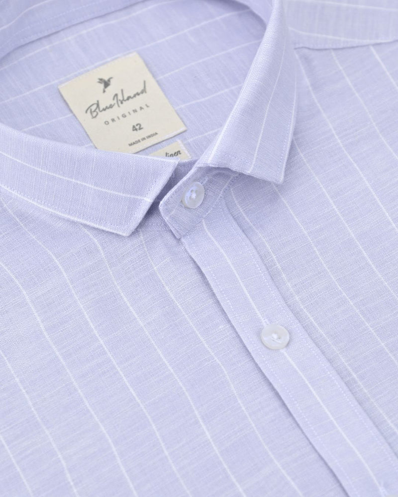 Pale Violet Stripes -Full-Bamboo Linen