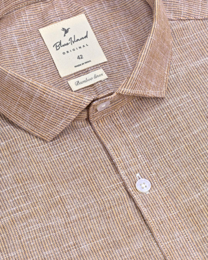 Brown Grid Stripes -Full-Bamboo Linen