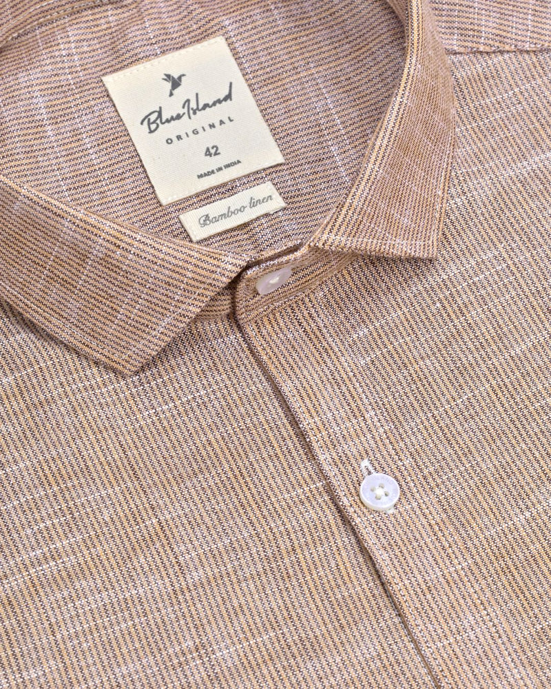 Brown Grid Stripes -Full-Bamboo Linen