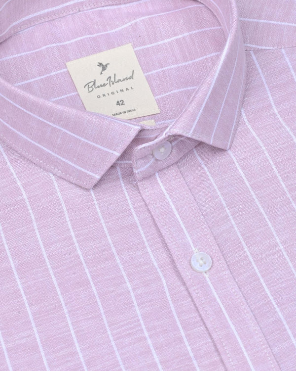 Dusty Rose Stripes -Full-Bamboo Linen