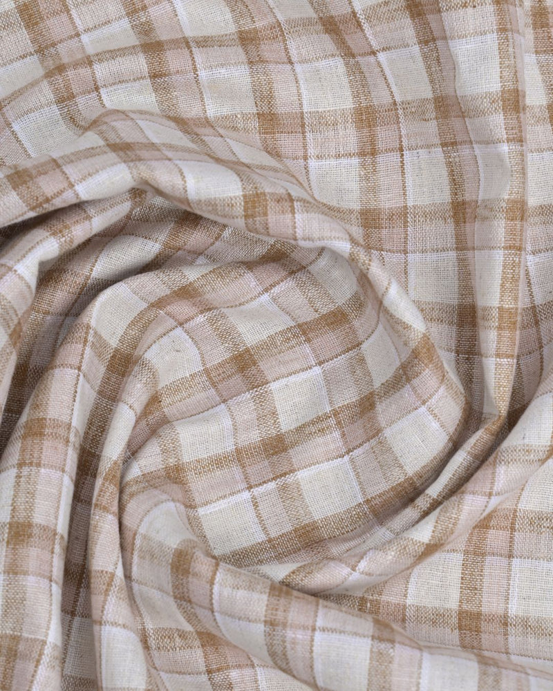 Brown Double Line Checks-Full-Bamboo Linen