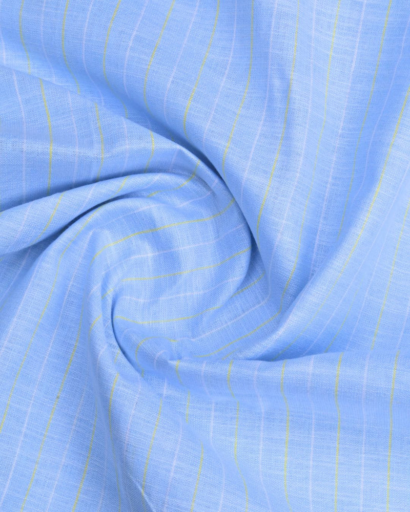 Blue Double Colour Line Stripes -Full-Bamboo Linen