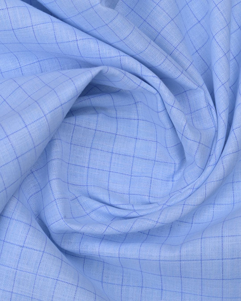 Blue Dotted Line Checks -Full-Bamboo Linen
