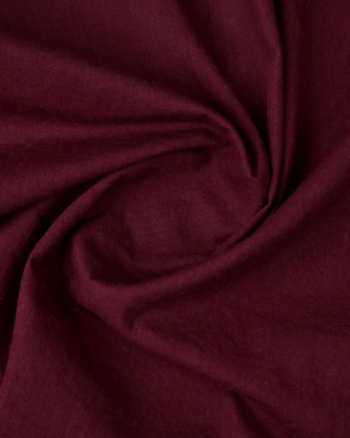 Dark Wine Solid-Full-Cotton Linen Shirt