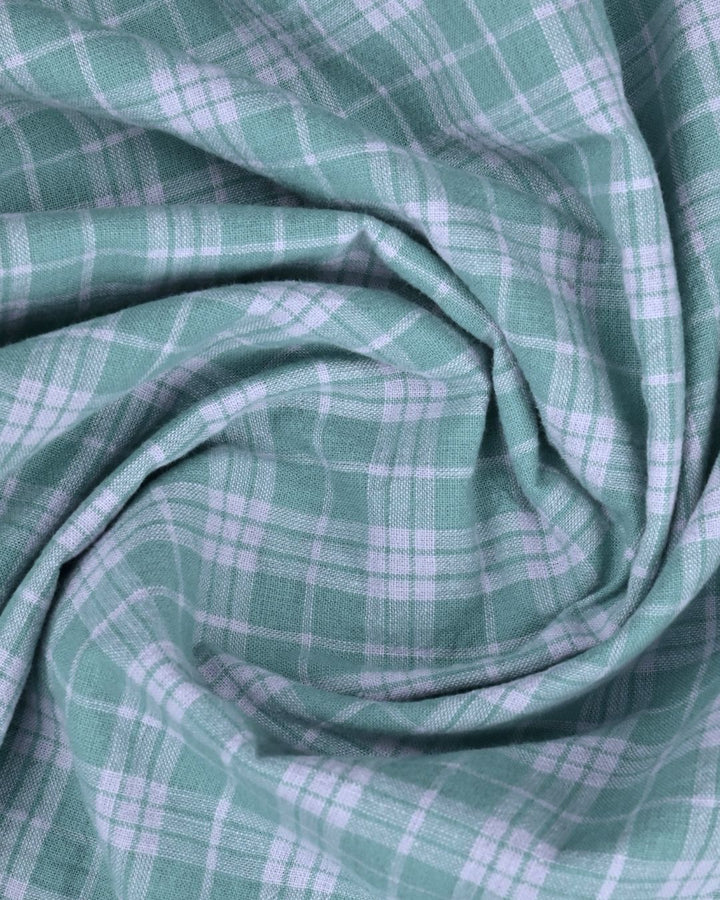 Lite Green Multi Line Checks -Full-Cotton Linen Shirt