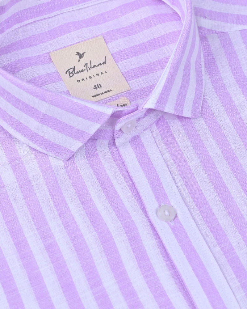 Mild Lavender & White Bars -Full-Bamboo Linen