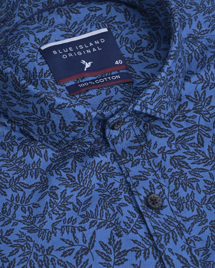 Blue Leaf Print -Full-Stain Proof