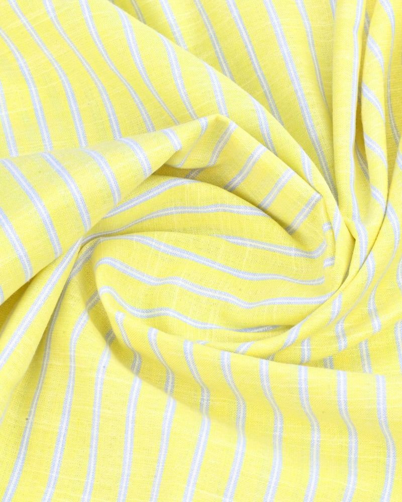 Yellow & Blue Double Line Stripes -Full-Bamboo Linen
