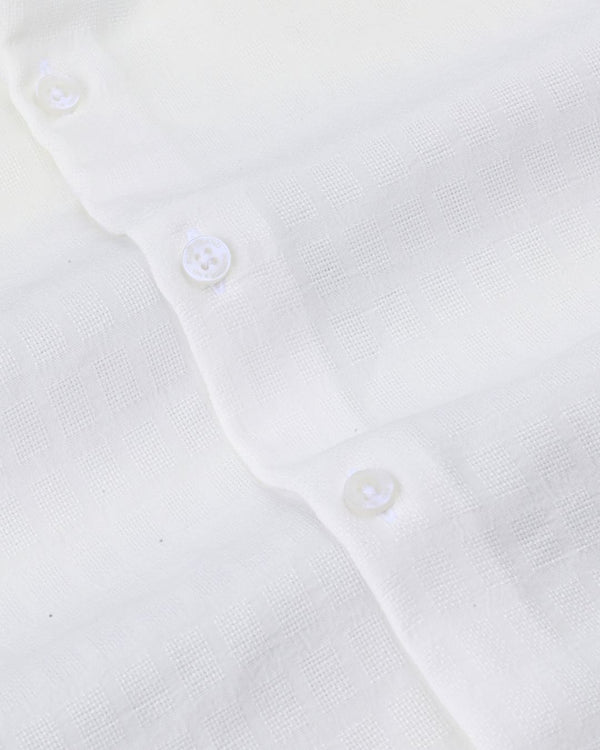 White Grid Weave - Half Sleeve - Airlite Shirt