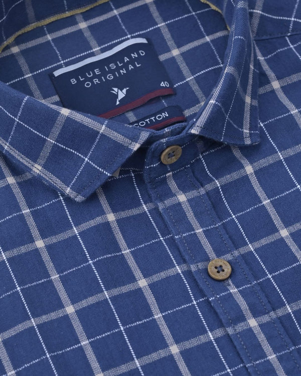 Blue & Sandal Line Checks-Full-Stain Proof