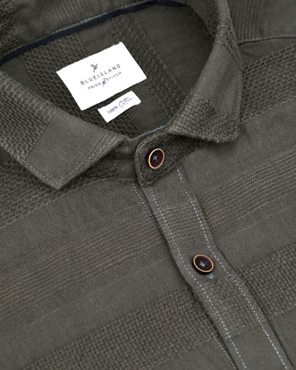 Dark Olive Self Pattern Stripes -Full-Stain Proof
