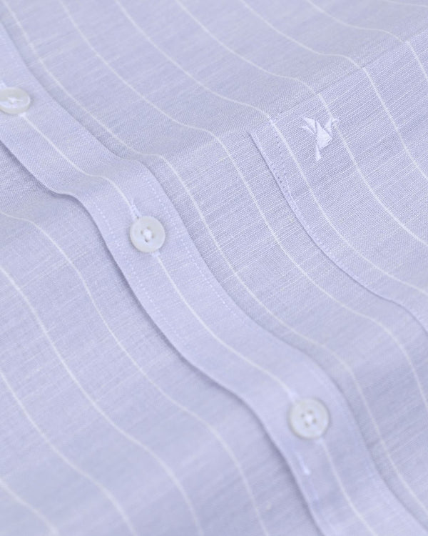 Pale Violet Stripes -Full-Bamboo Linen
