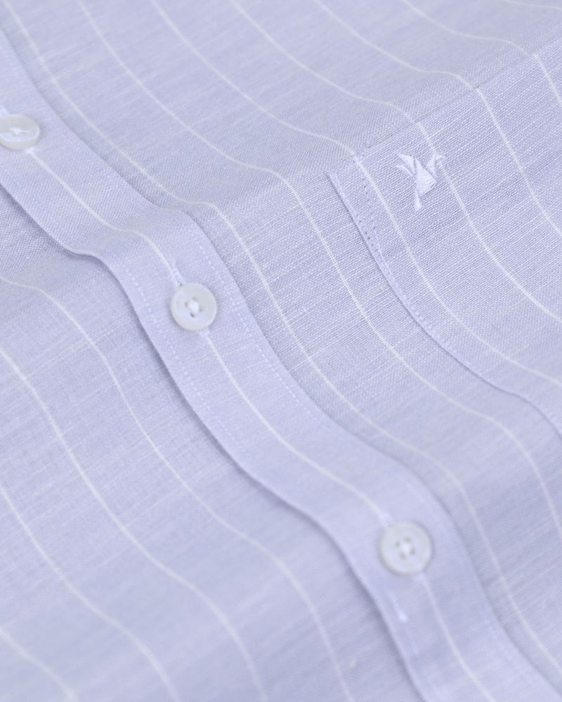 Pale Violet Stripes -Full-Bamboo Linen