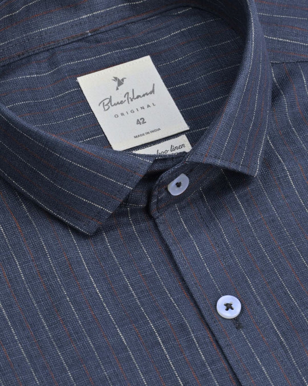 Dark Grey Double Stripes -Full-Bamboo Linen