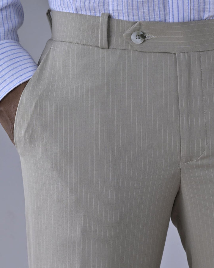 Dark Cream Mini Stripes - Wrinkle free Formal Pant