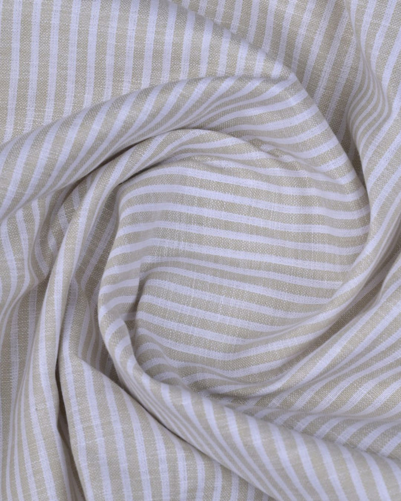 Sandal Brown & White Linear Stripes -Full-Bamboo Linen