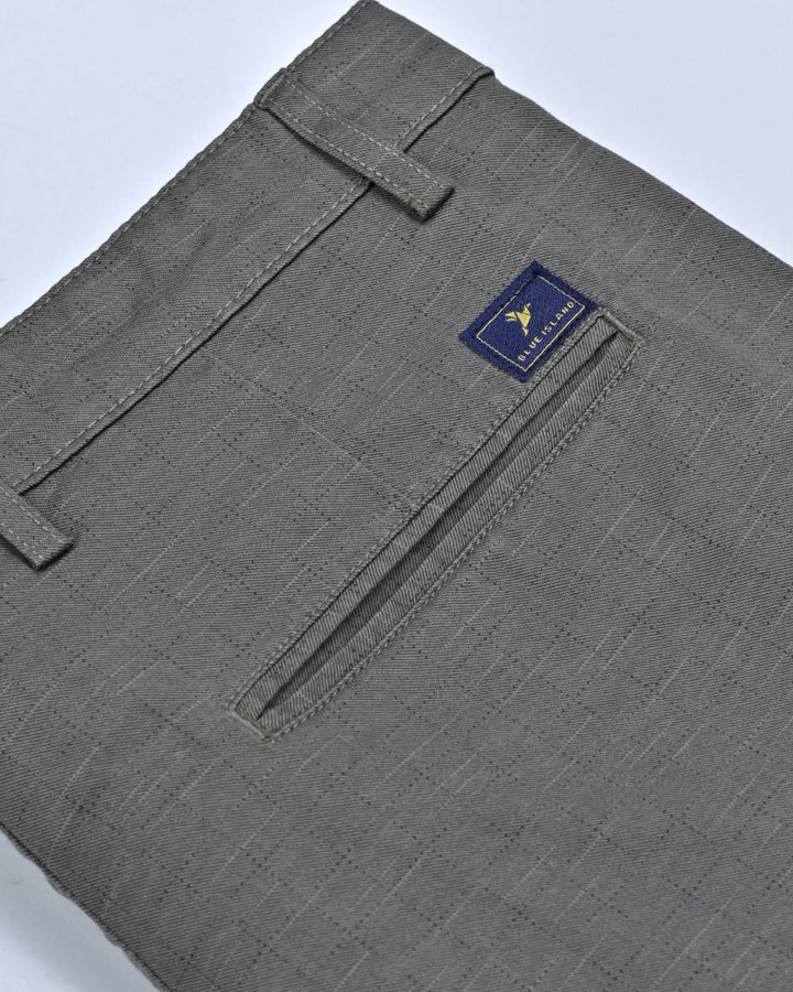 Olive Dotted Box - 2 way stretch - COTTON PANT