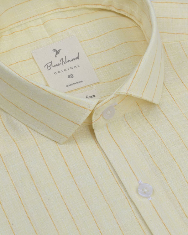 Yellow & Orange Dotted Line Stripes -Full-Bamboo Linen