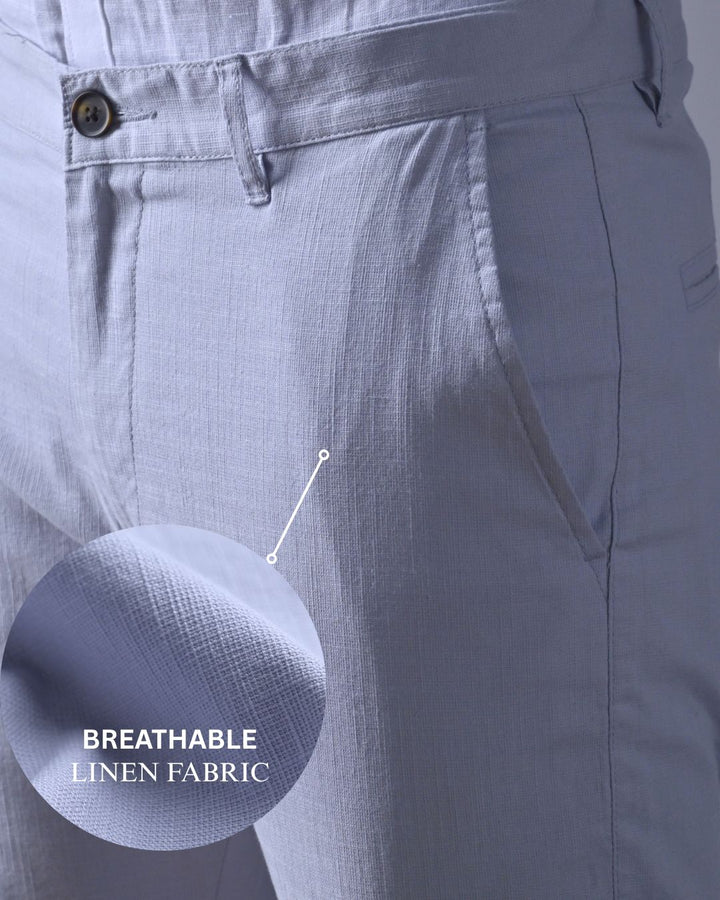 Lite Blue - 2 way stretch - COTTON LINEN PANT
