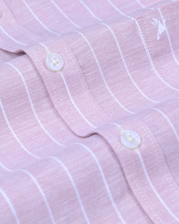 Dusty Rose Stripes -Full-Bamboo Linen