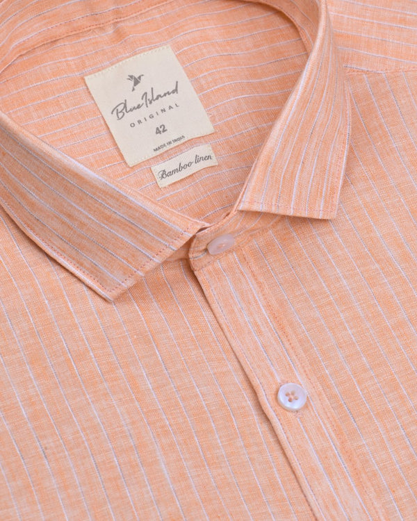 Orange Mini Stripes -Full-Bamboo Linen