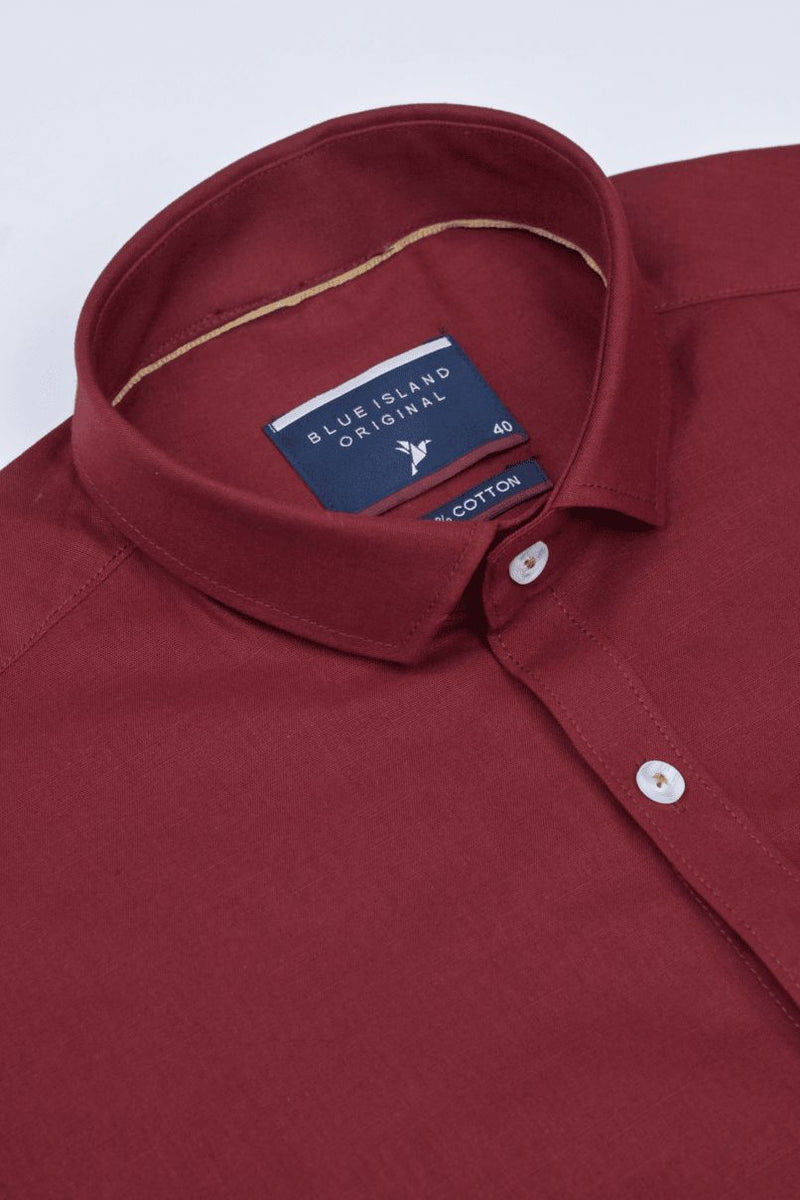 Cherry Red Cotton Linen-Full-Stain Proof