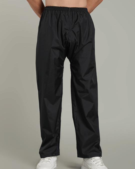 Matte Black with Red Border - Rain Jacket with Pant & Mobile Pouch