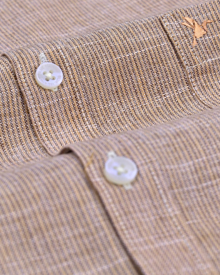 Brown Grid Stripes -Full-Bamboo Linen
