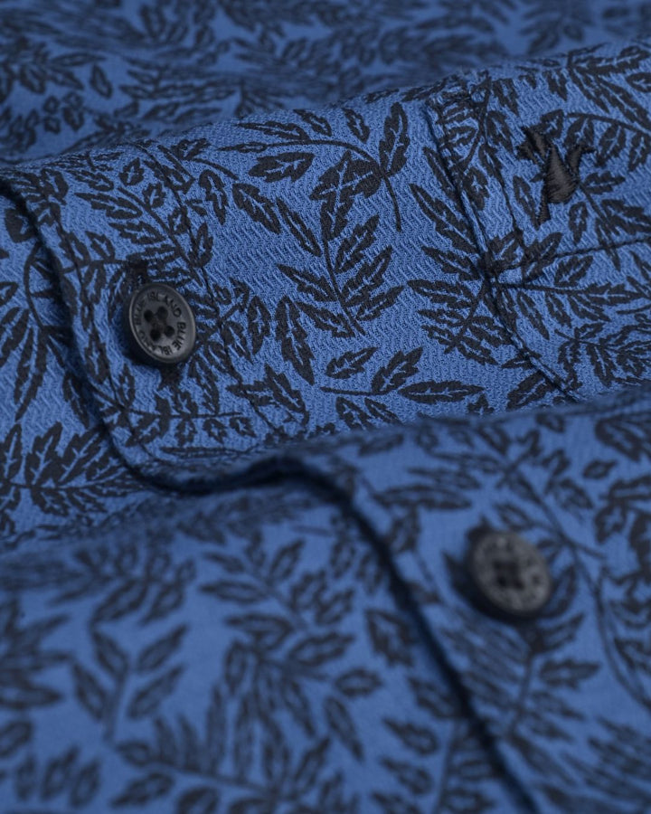 Blue Leaf Print -Full-Stain Proof
