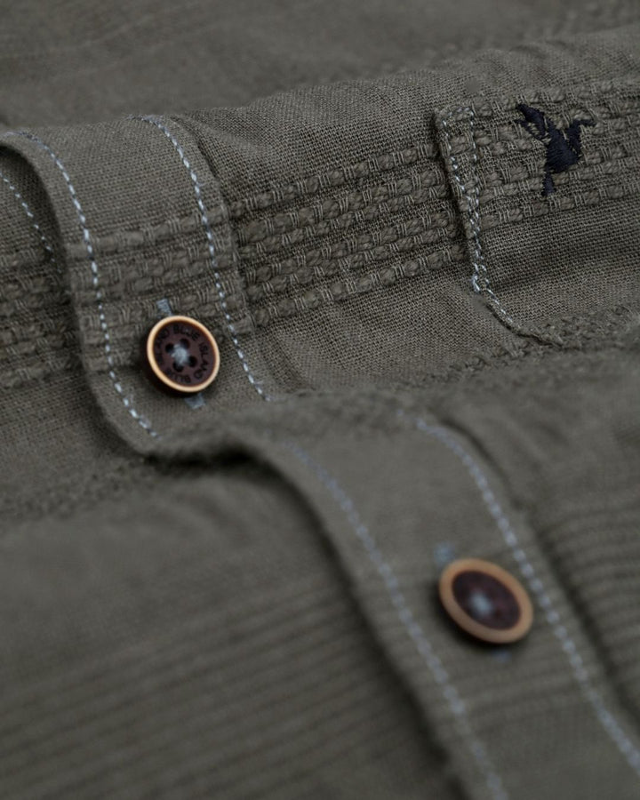 Dark Olive Self Pattern Stripes -Full-Stain Proof