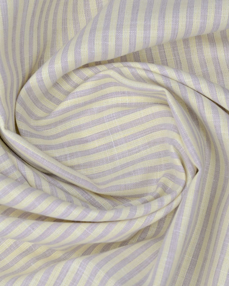 Mild Yellow & Purple Stripes -Full-Bamboo Linen